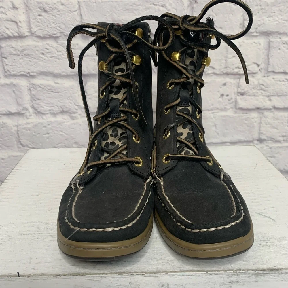 Sperry Top Sider Hikerfish Black Leopard Boots